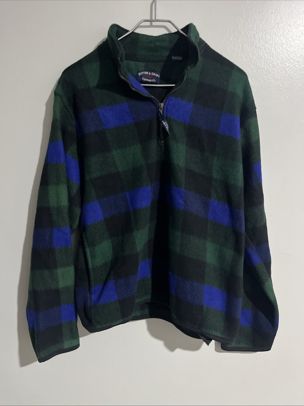 Y2K Sutter & Grant Flannel Pull Over With Quarter Zip Size Medium Fleece
